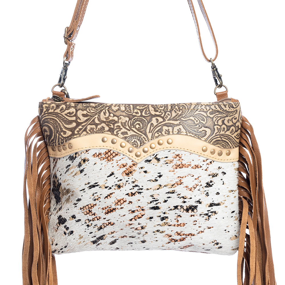 Mescalaro Hill Leather & Hairon Bag in Gold Fleck - Myra USA