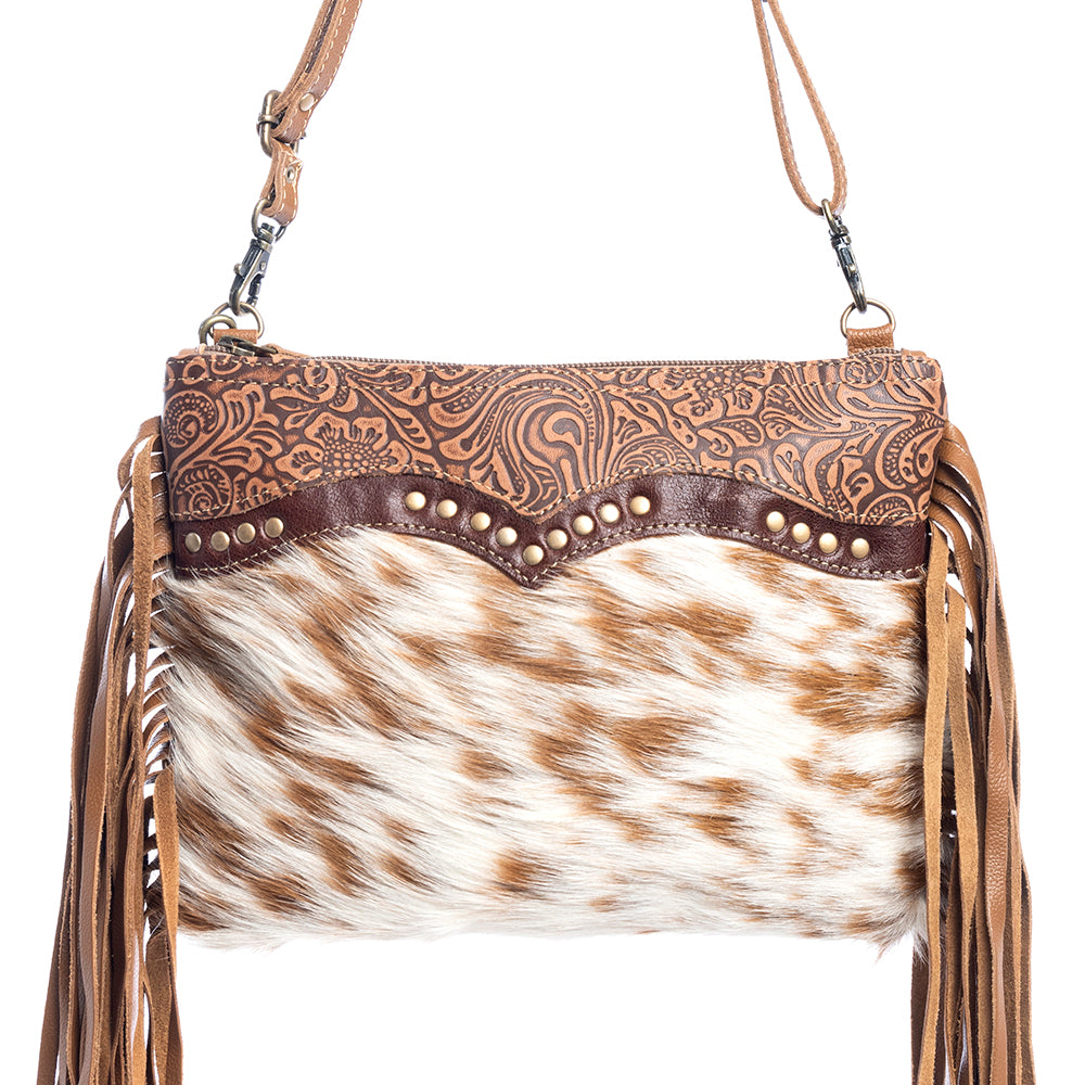 Mescalaro Hill Leather & Hairon Bag in Warm Caramel - Myra USA