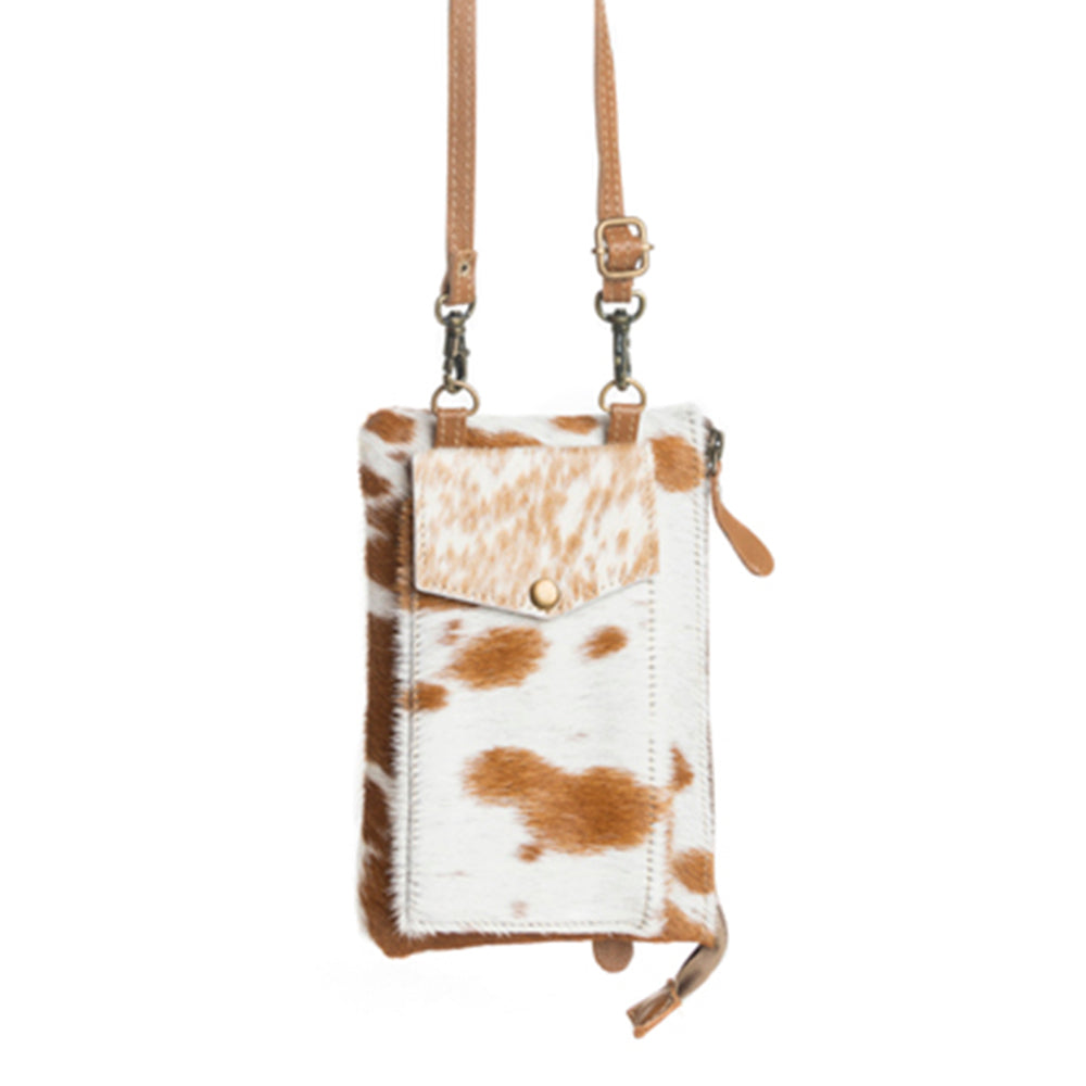 Wild Chic Phone Case Bag in Brown & White - Myra USA