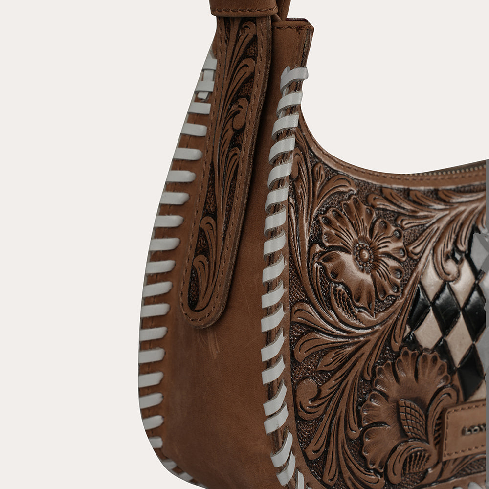 HANDTOOLED DANNIA MEDIUM PURSE CHECKERED EDITION - Myra USA