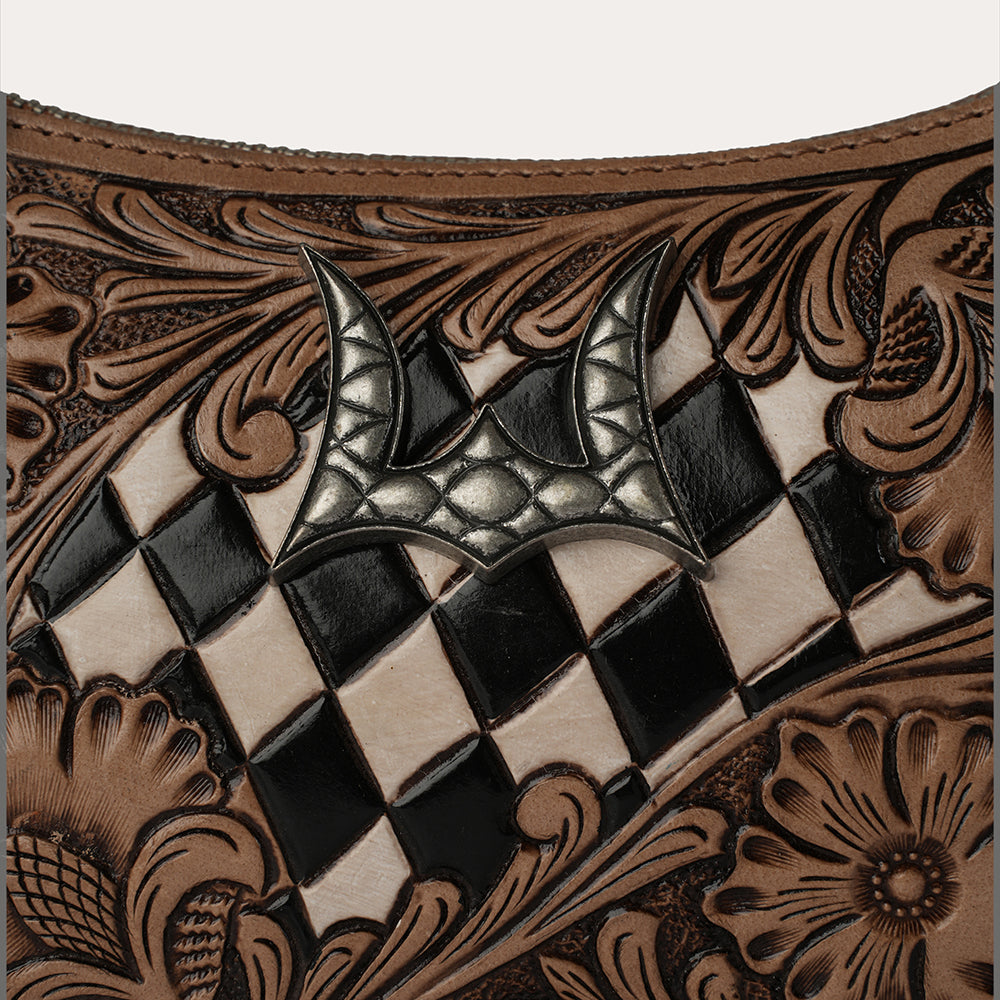HANDTOOLED DANNIA MEDIUM PURSE CHECKERED EDITION - Myra USA