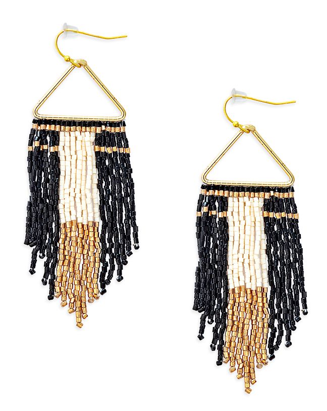 Horizon Sight Beaded Earrings In Ebony - Myra USA