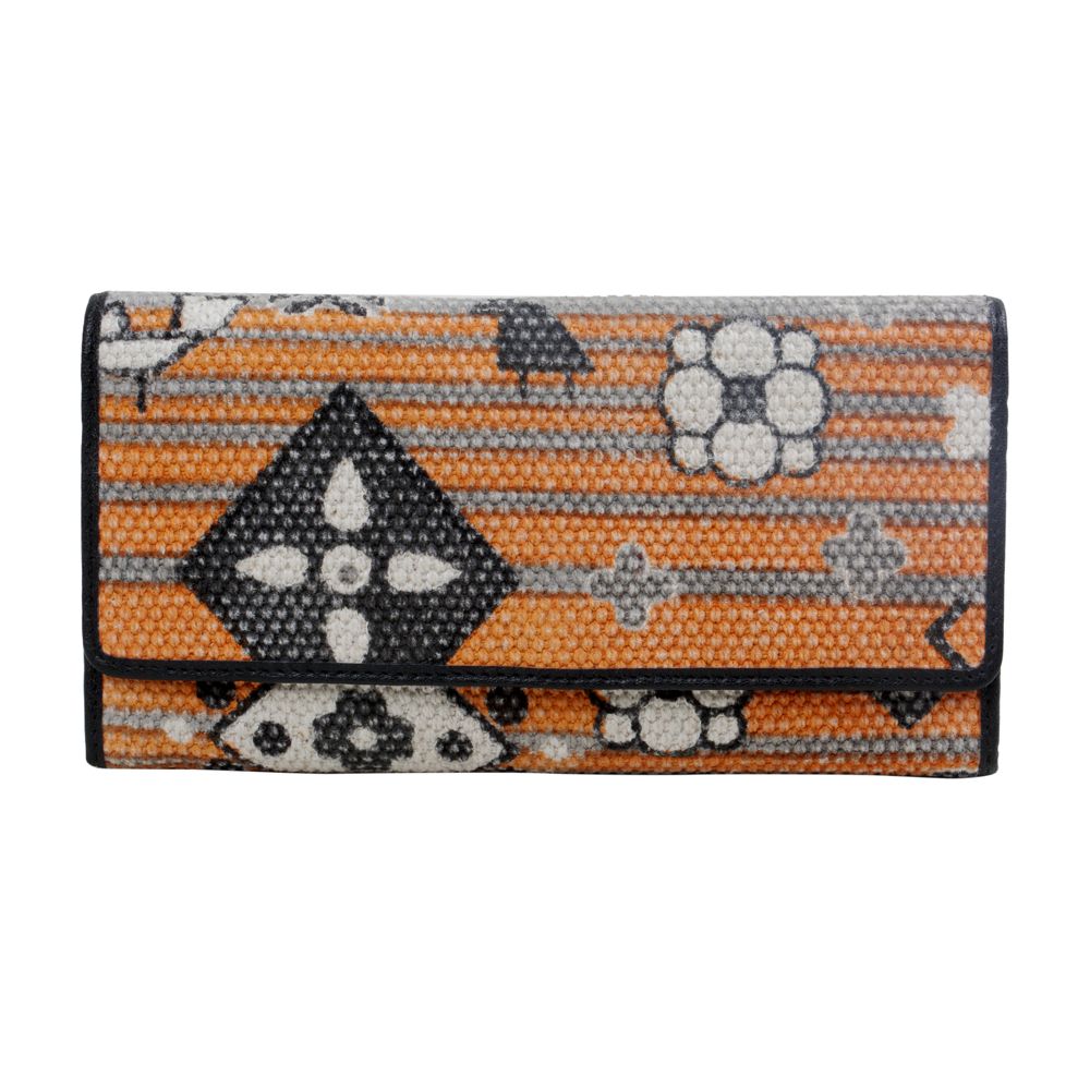 ORANGE AND GREY STRIPED WALLET - Myra USA