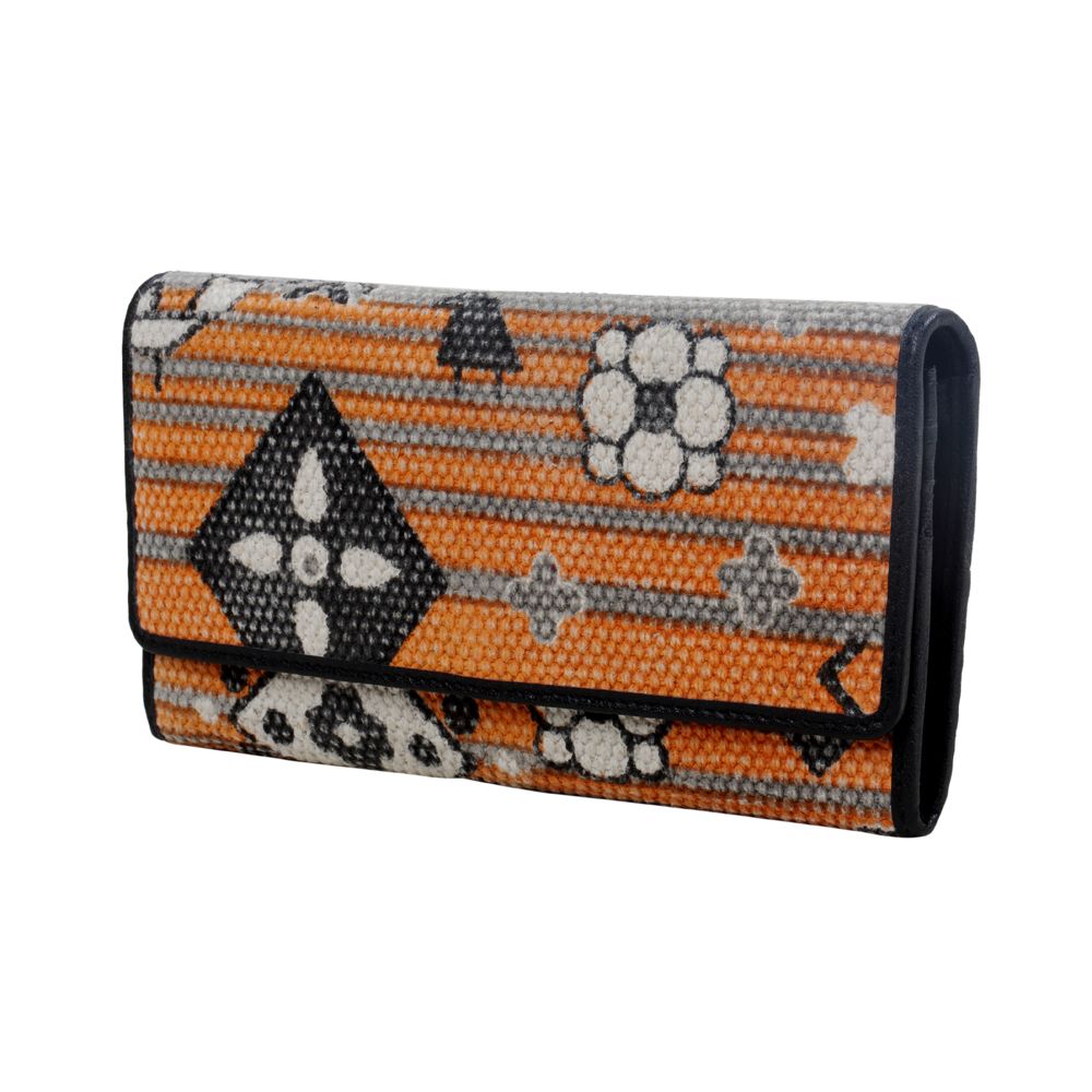 ORANGE AND GREY STRIPED WALLET - Myra USA