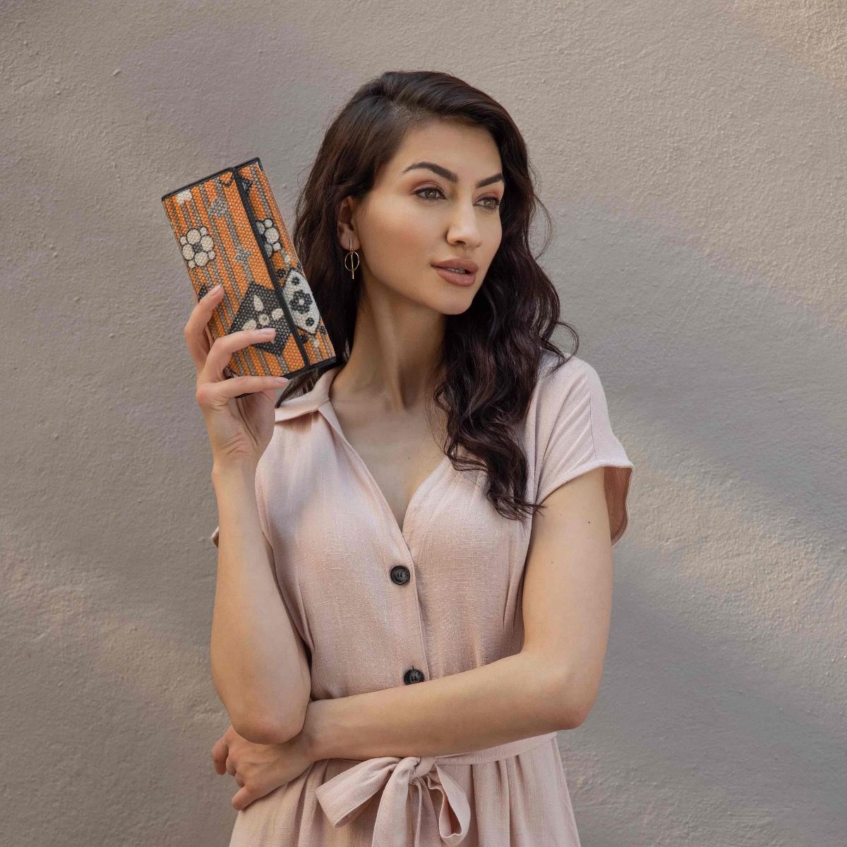 ORANGE AND GREY STRIPED WALLET - Myra USA
