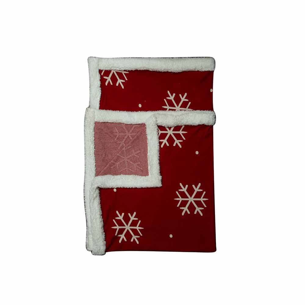 Snowing In Santa Town Fur Edged Throw - Myra USA