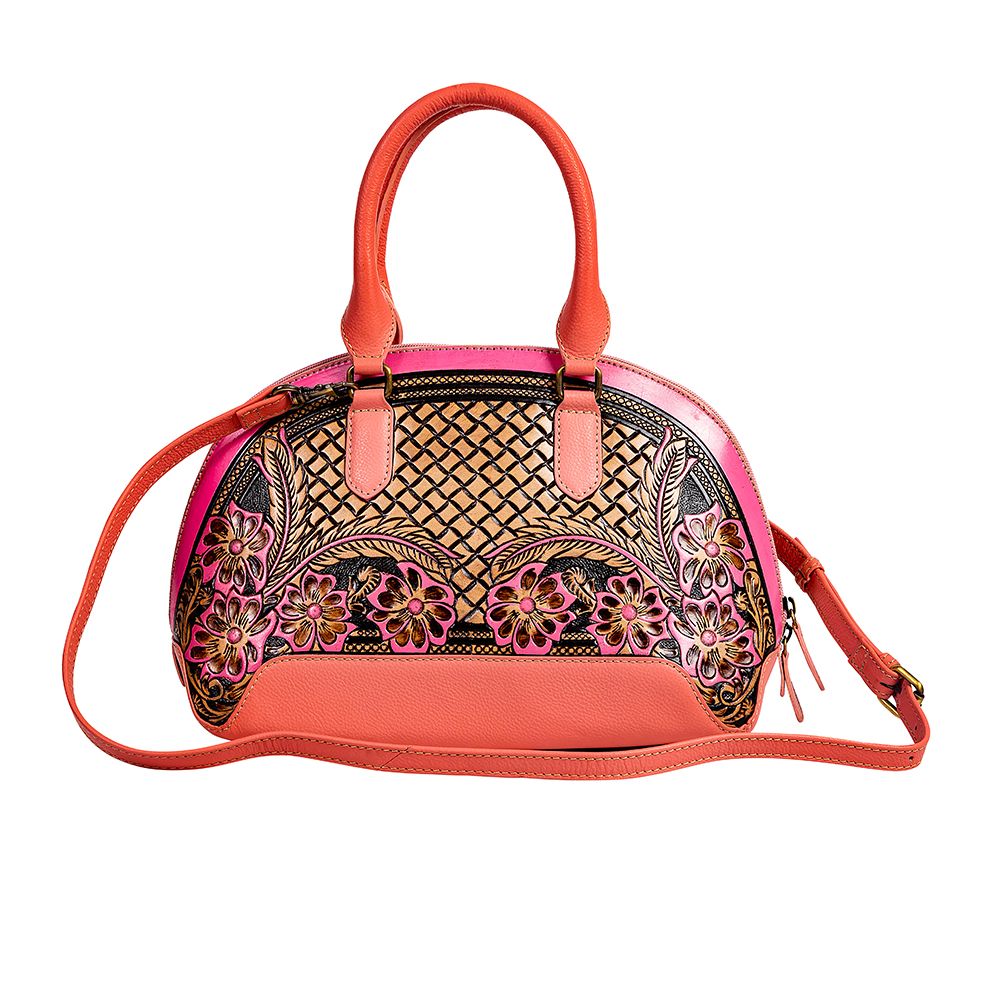 Emmylou Pass Hand-Tooled Bag in Salmon - Myra USA