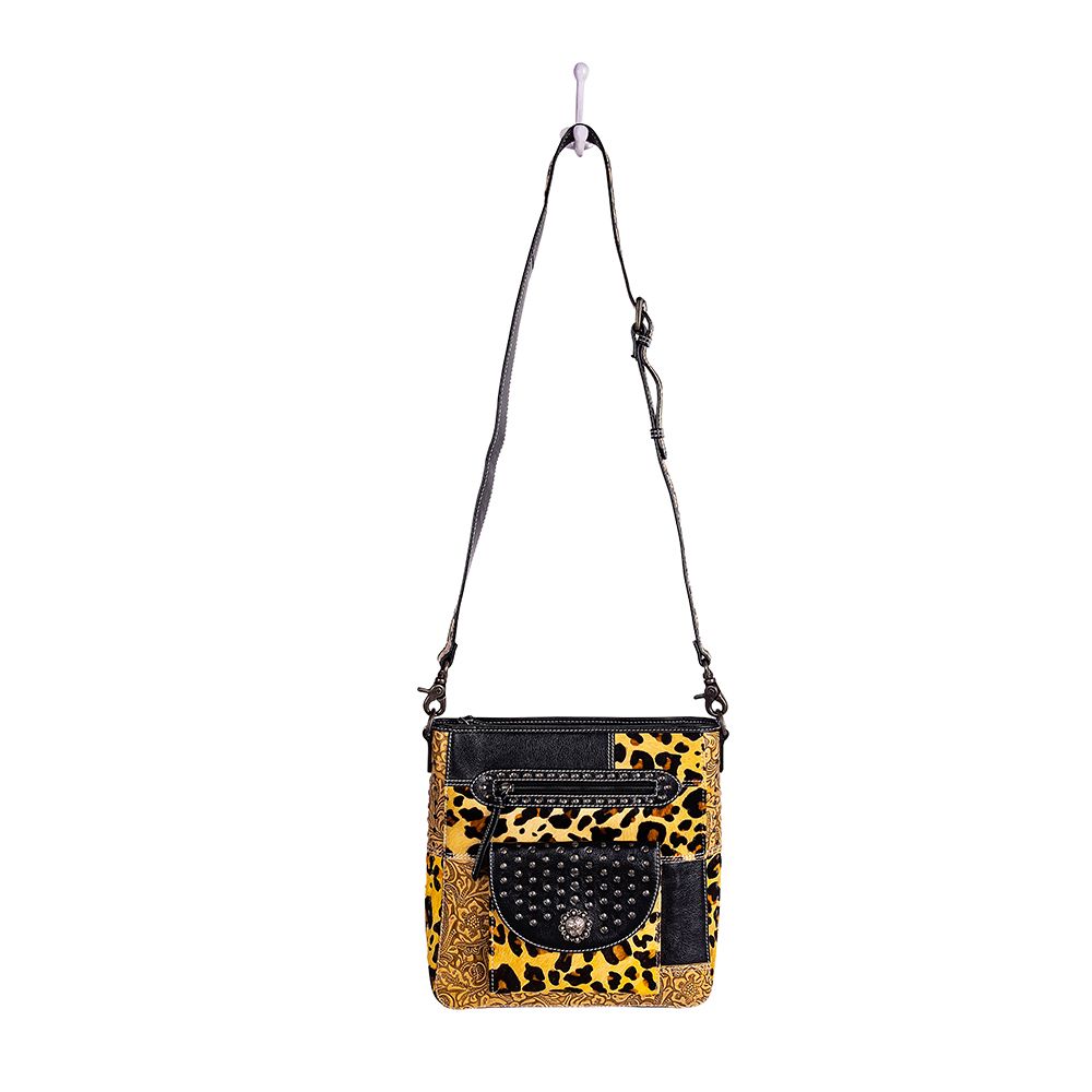 Jaguar Trail Hand-tooled Leather & Hairon Bag - Myra USA
