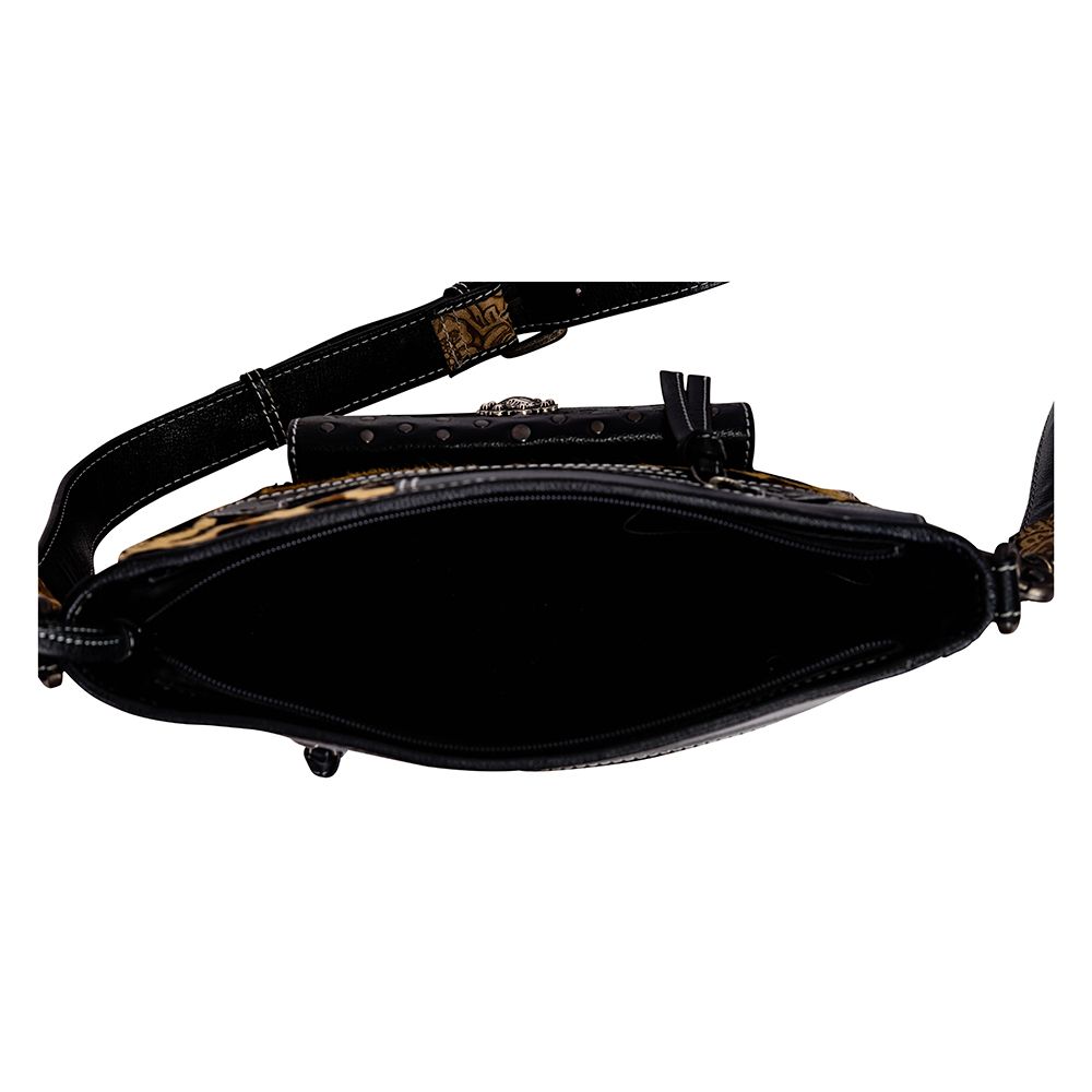 Jaguar Trail Hand-tooled Leather & Hairon Bag - Myra USA