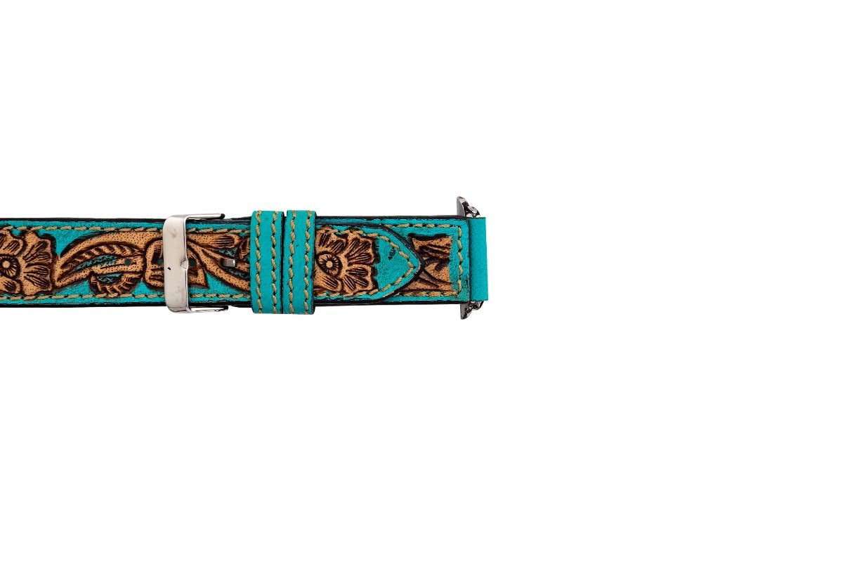 Open Sky Hand-Tooled Leather Watchband - Myra USA
