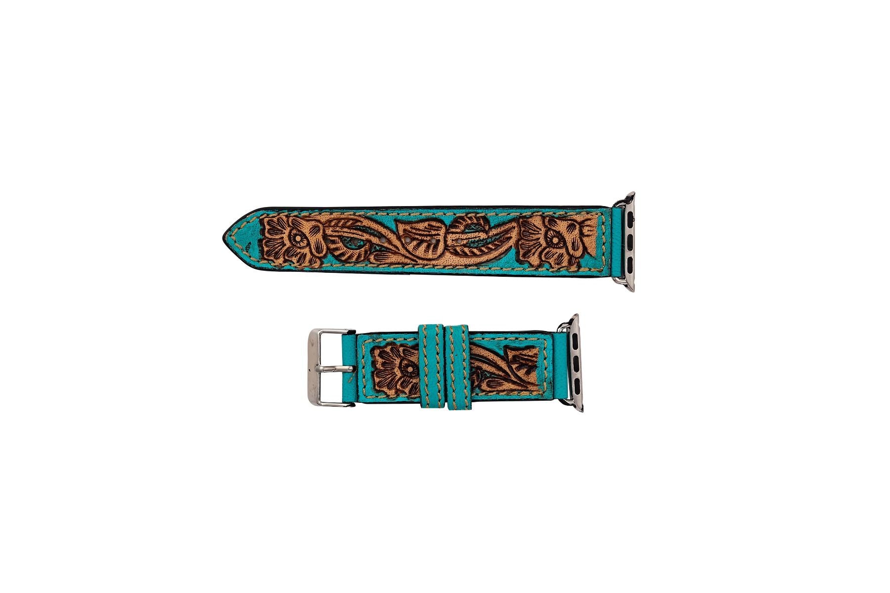Open Sky Hand-Tooled Leather Watchband - Myra USA