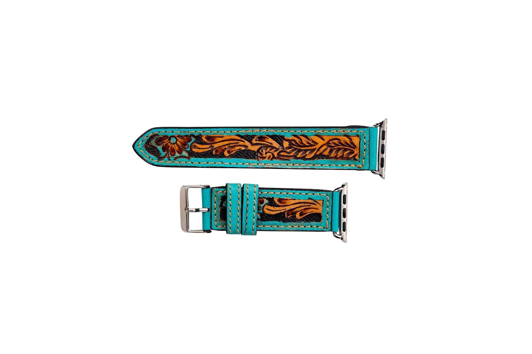 Flora Falls Hand-Tooled Leather Watchband - Myra USA