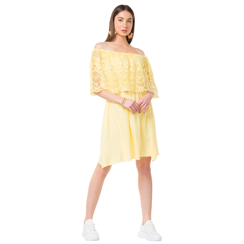 Yellow Mesh Net Dress - MyraUSA