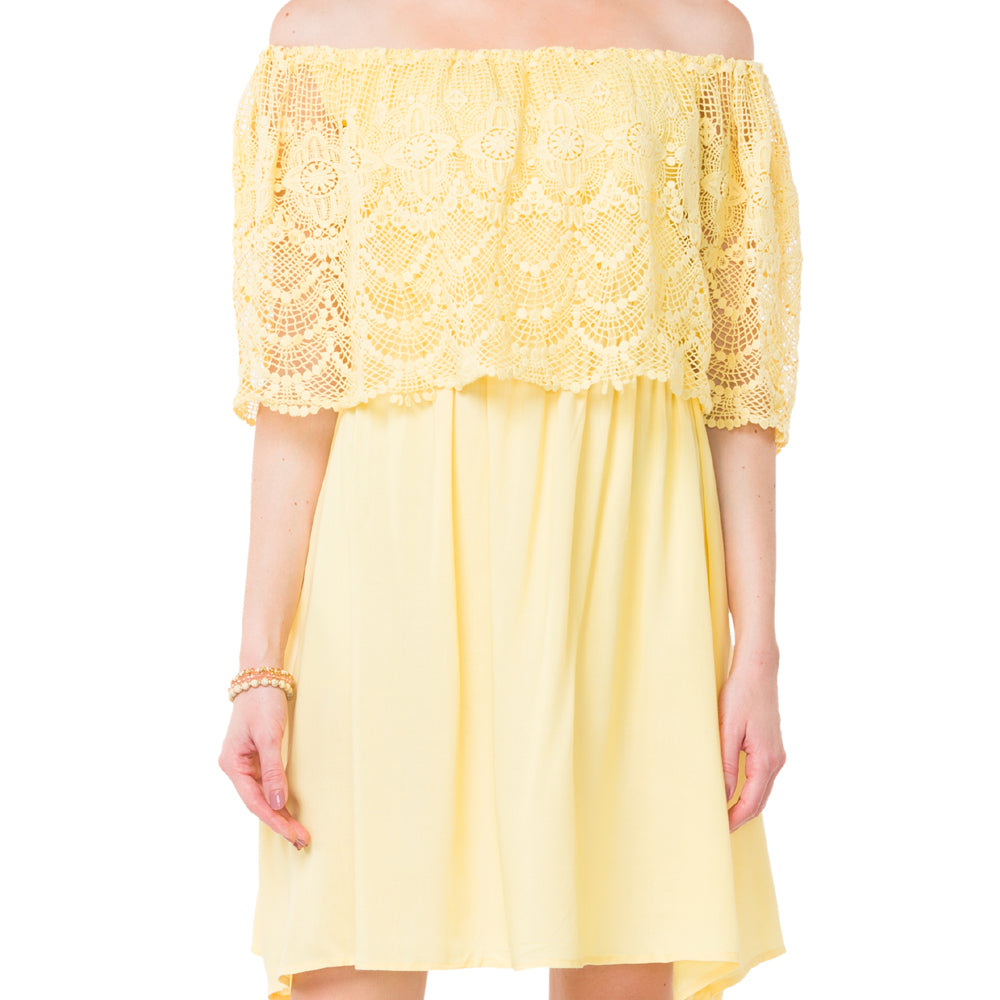 Yellow Mesh Net Dress - MyraUSA