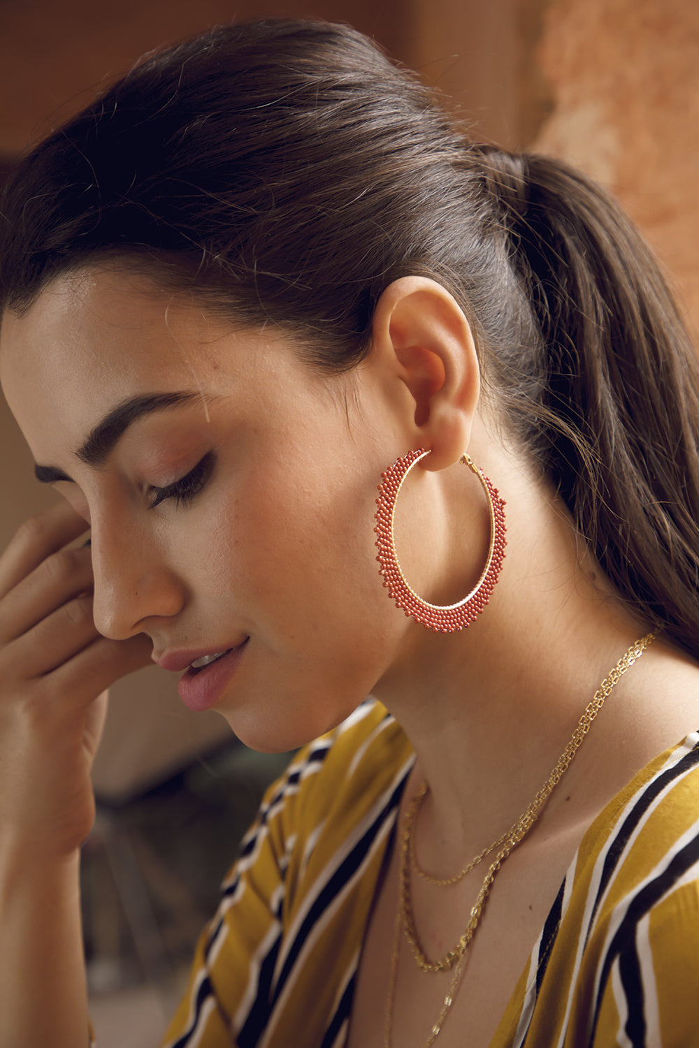Maroon Gala Hoop Earrings - MyraUSA