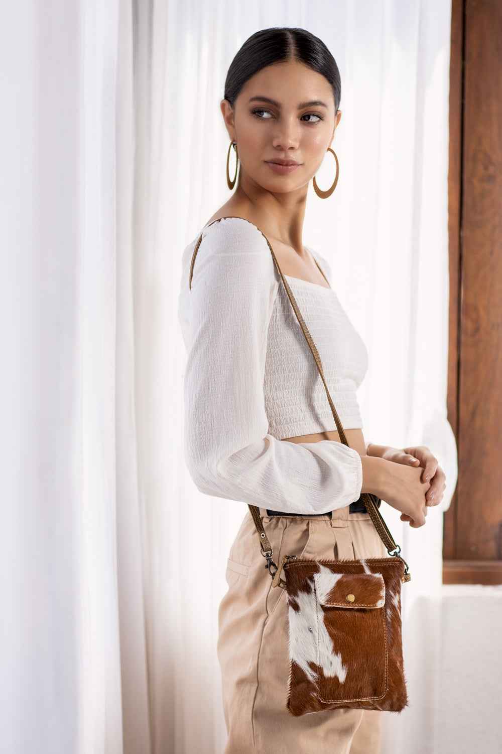 Myra Leather Lithe Small Bag for Women with leather and hairon hide for everyday use