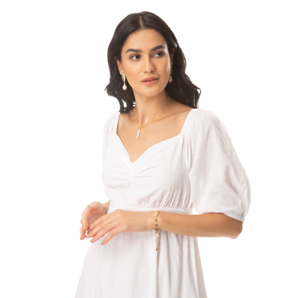 Blossomy White Dress - MyraUSA