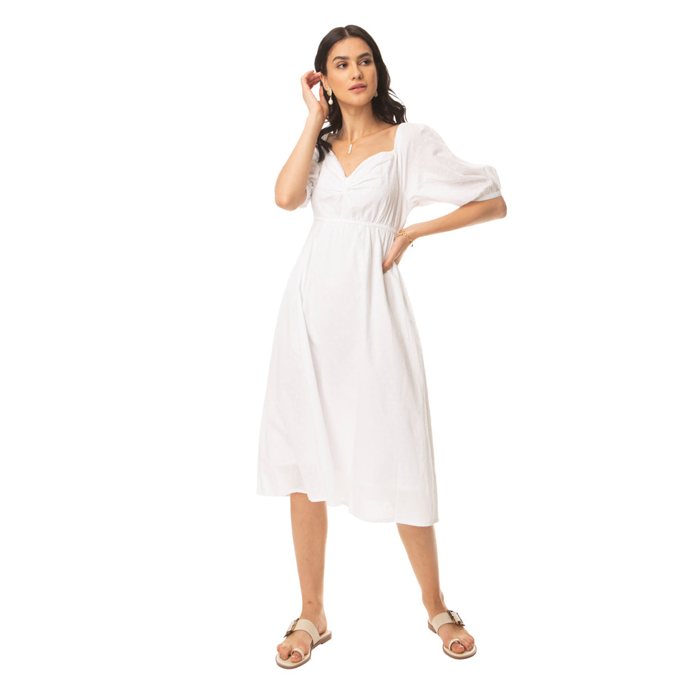 Blossomy White Dress - MyraUSA