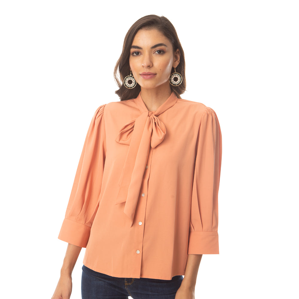 Tempted Peach Bow Shirt - MyraUSA