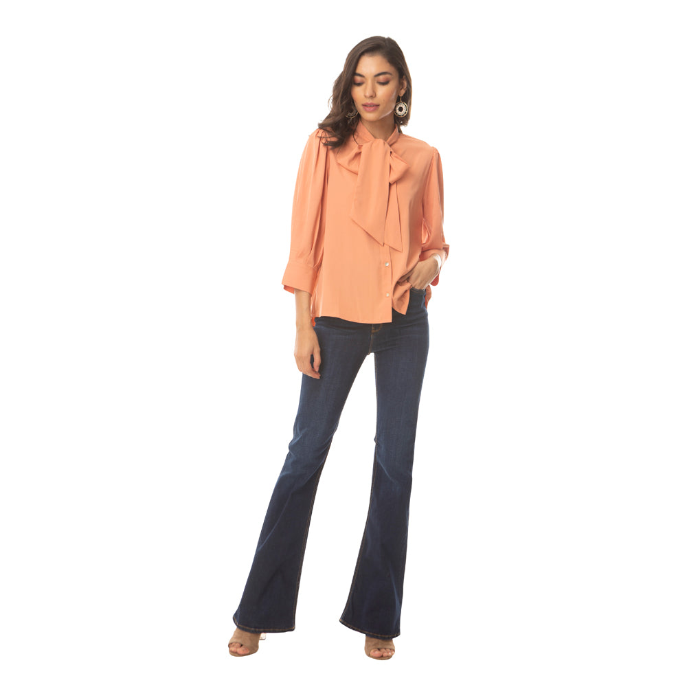 Tempted Peach Bow Shirt - MyraUSA