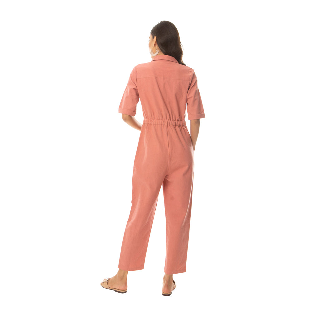 Pink Widow Collar Jumpsuit - MyraUSA