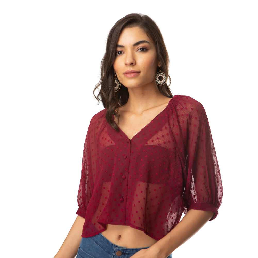 Cherry See-Through Crop Top - MyraUSA