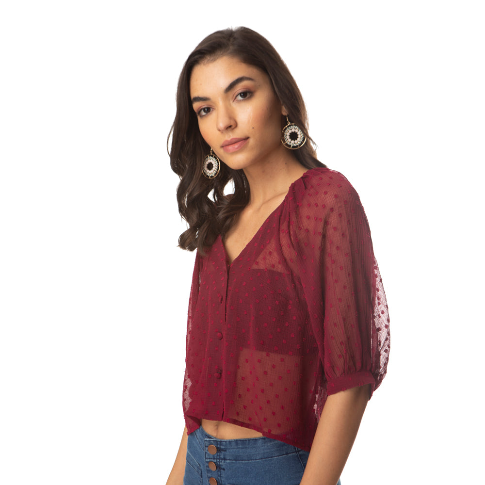 Cherry See-Through Crop Top - MyraUSA