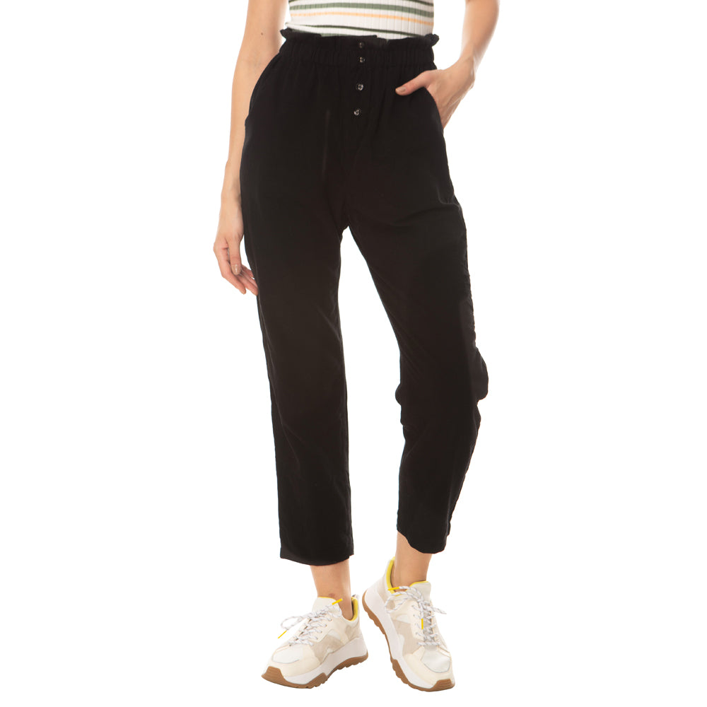 Corduroy Textured Black Pants - MyraUSA
