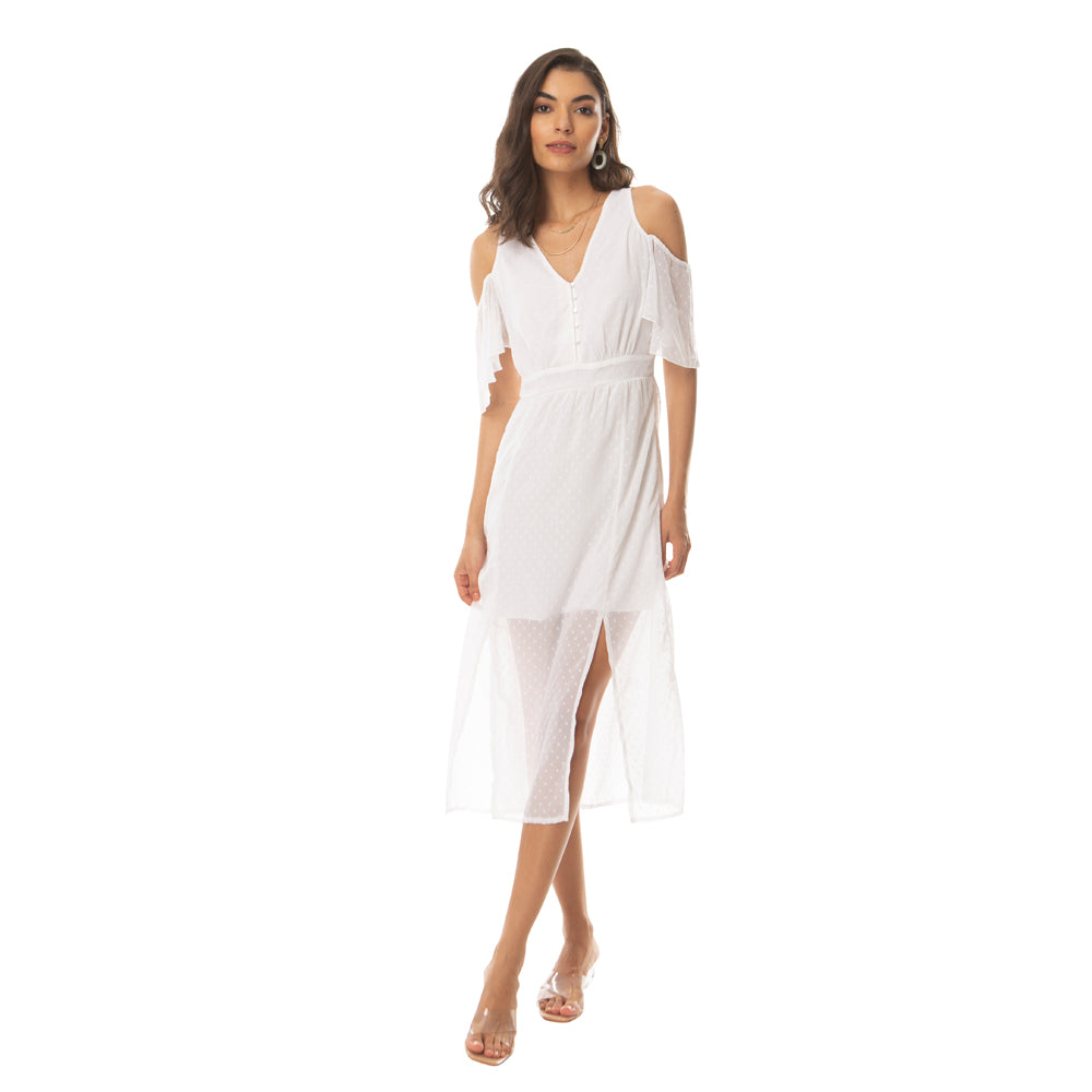 Sleeve Essence Slit Dress - MyraUSA
