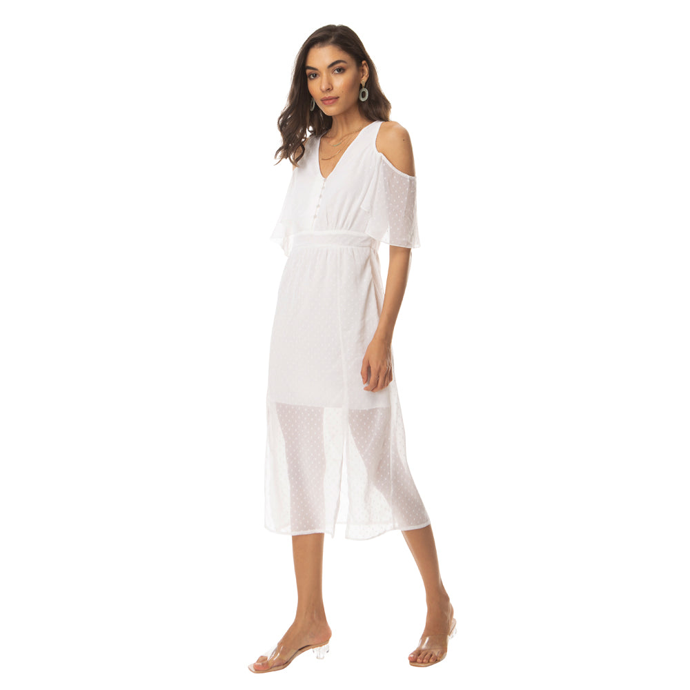 Sleeve Essence Slit Dress - MyraUSA