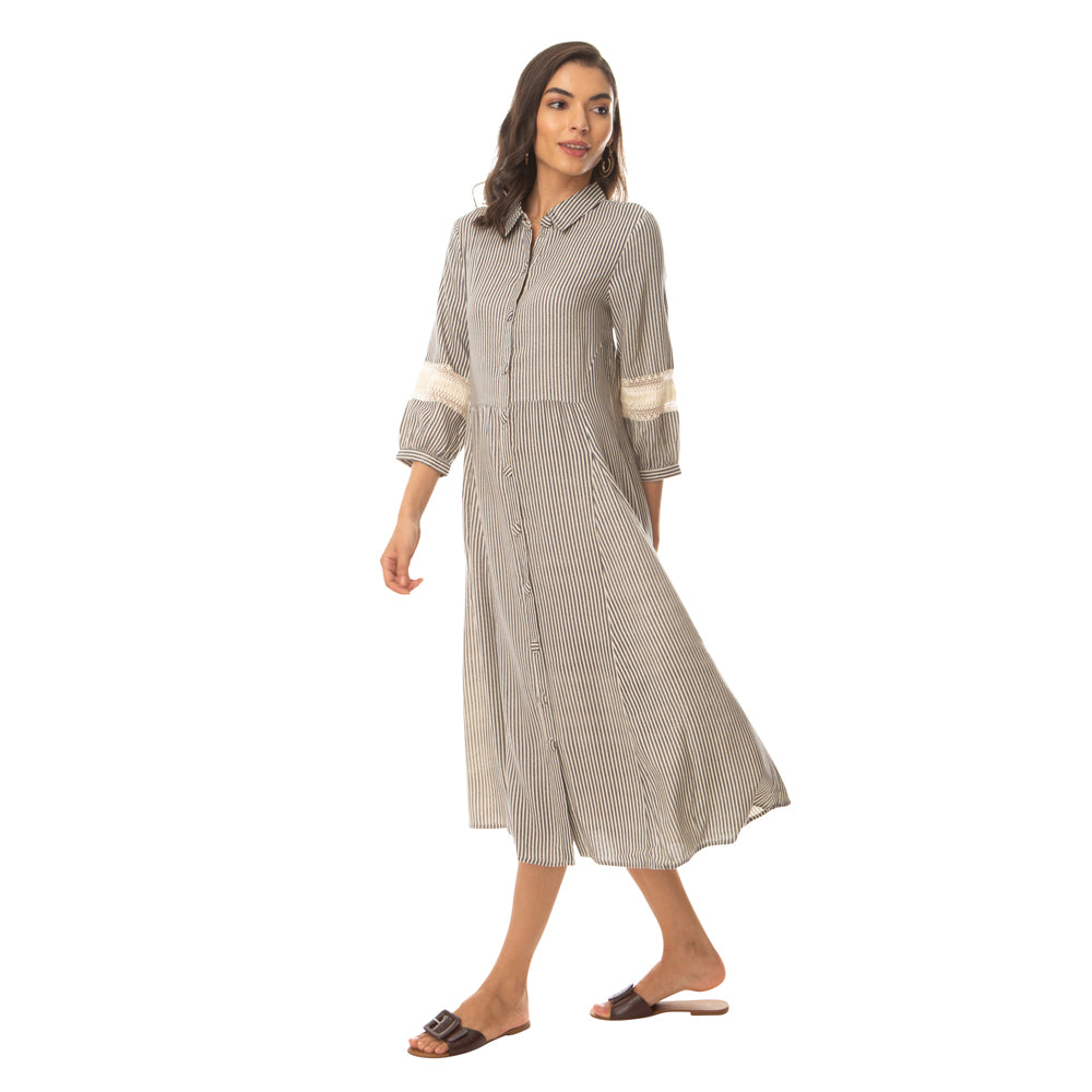 Charm-olived Buttoned Dress - MyraUSA