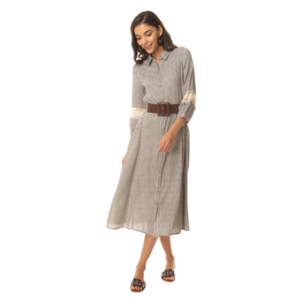 Charm-olived Buttoned Dress - MyraUSA