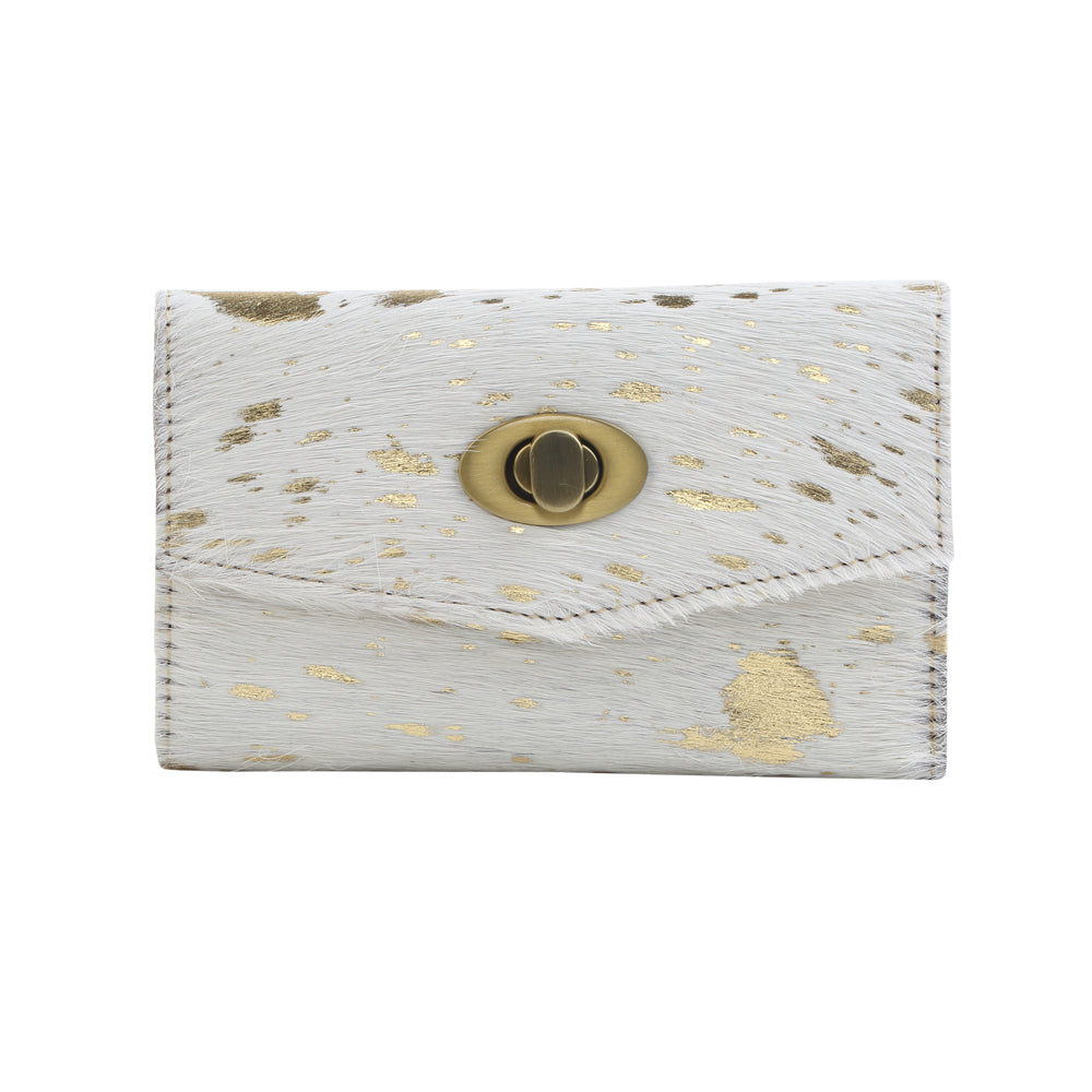 GOLD INDULGENCE LEATHER AND HAIRON WALLET - MyraUSA