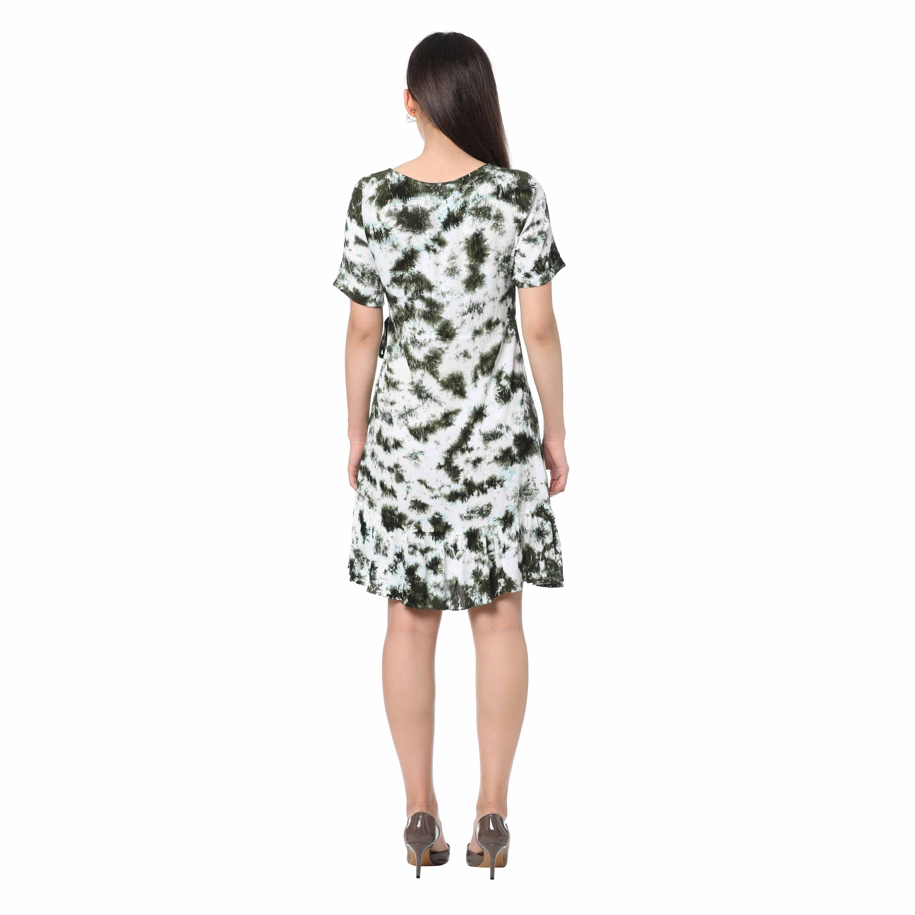 Sprinkled Green Wrap Dress - MyraUSA