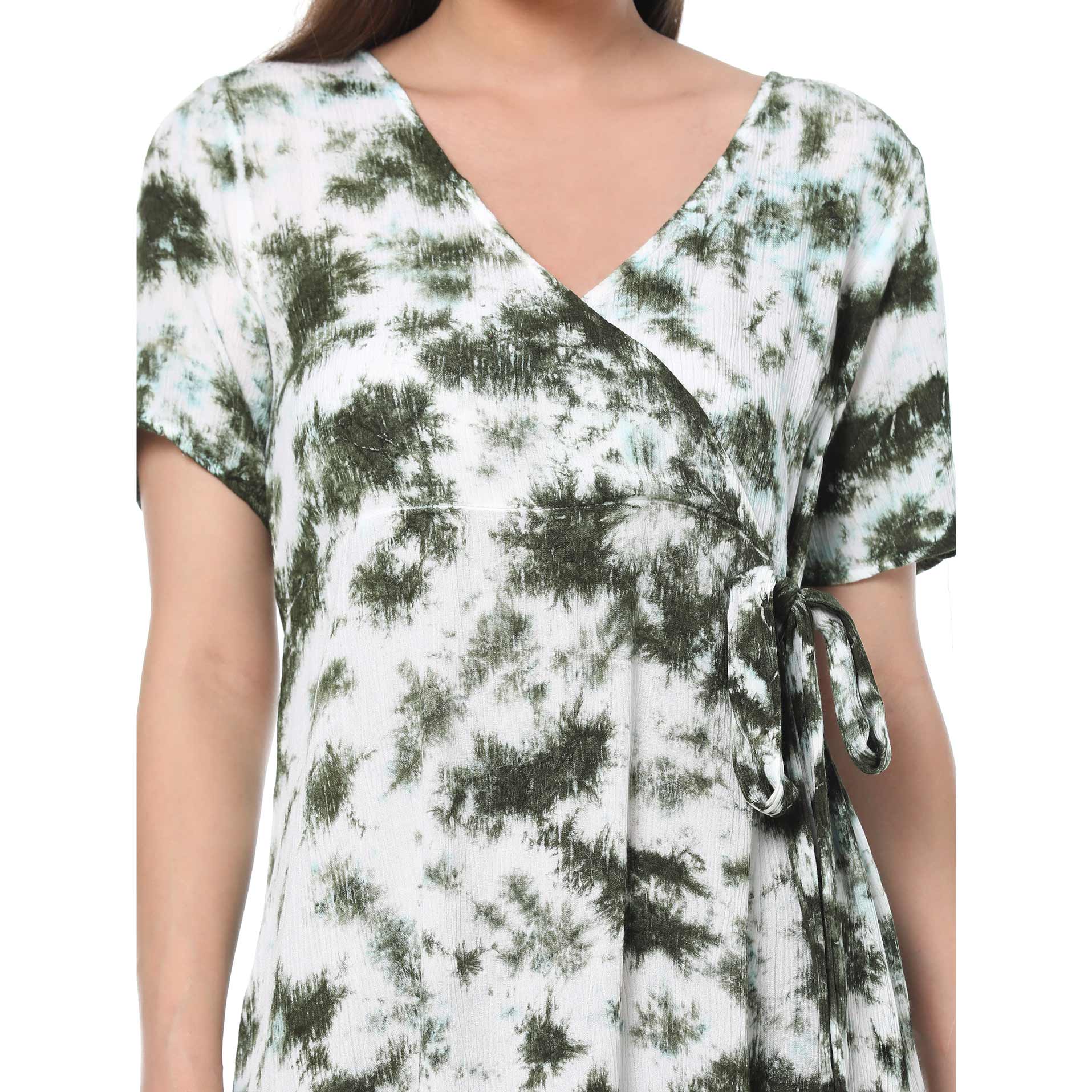 Sprinkled Green Wrap Dress - MyraUSA