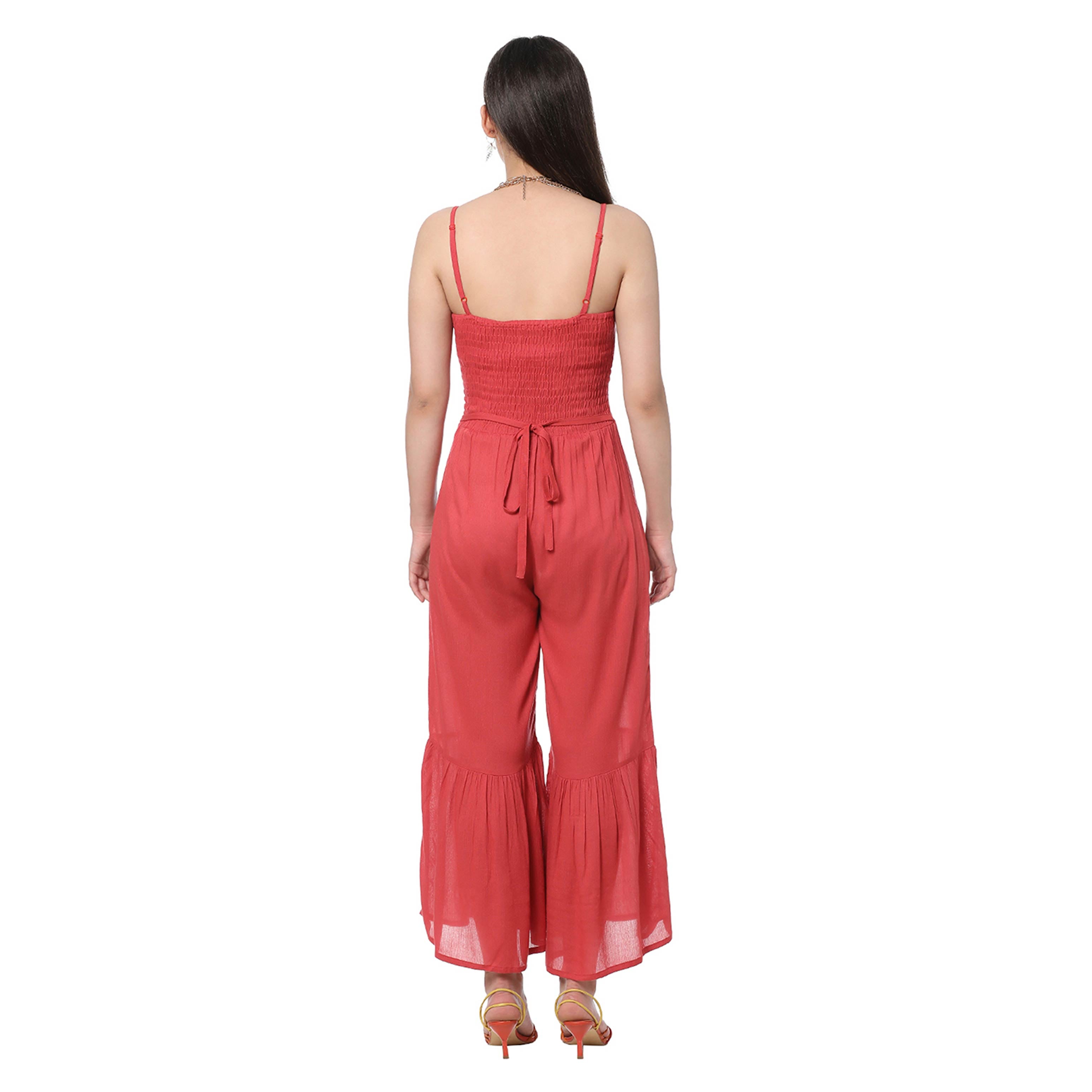 Flared Vermillion Jumpsuit - MyraUSA