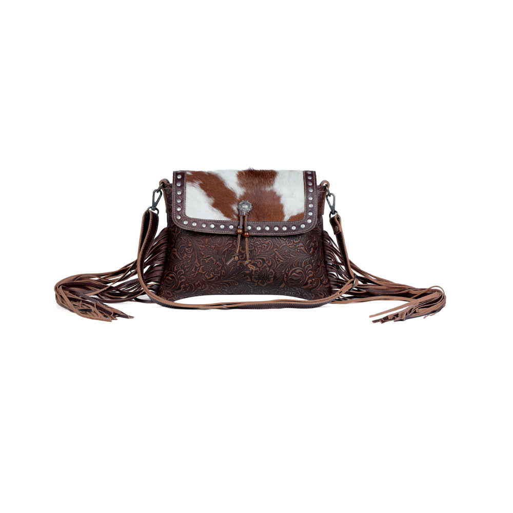 Carved Blossoms Leather & Hairon Bag - MyraUSA