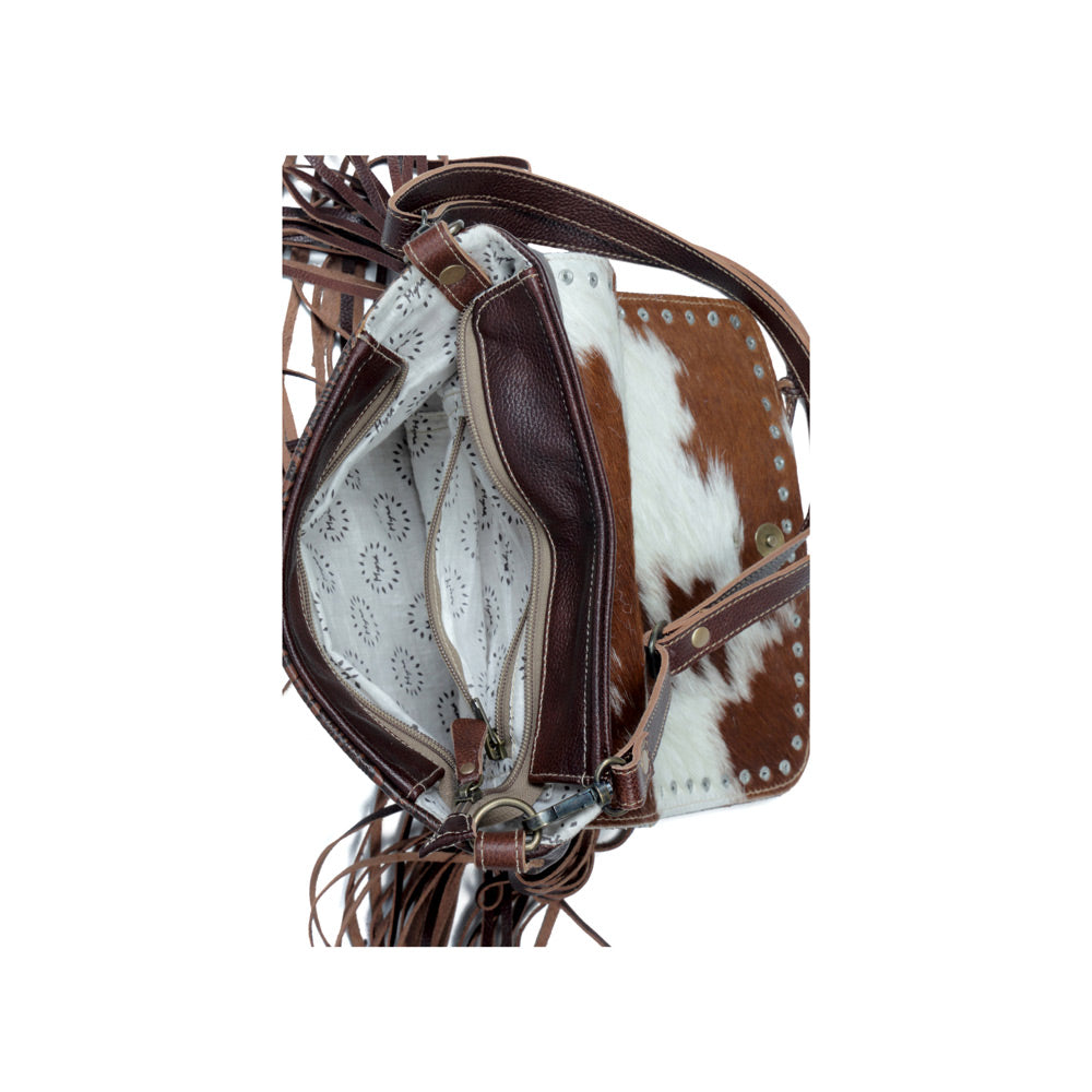 Carved Blossoms Leather & Hairon Bag - MyraUSA