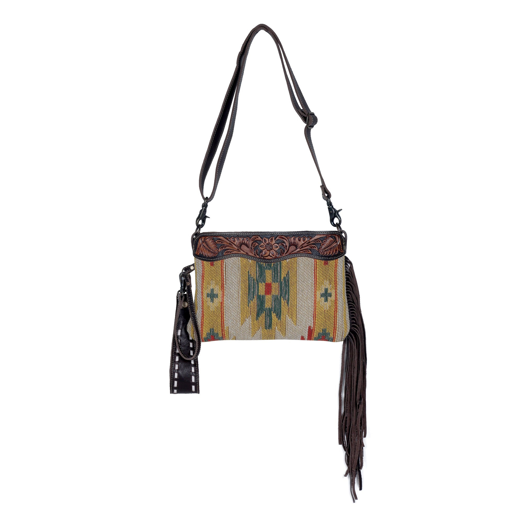 Dazzling Yellow Hand-Tooled Bag - Myra USA