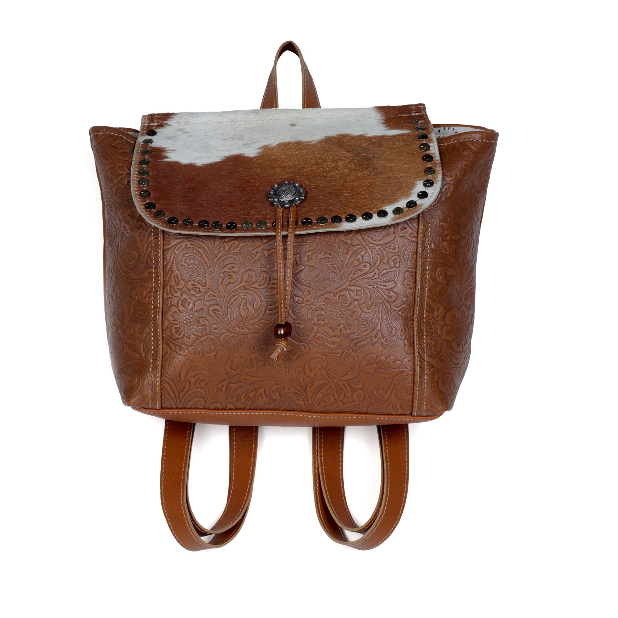 Classic Carvings Leather & Hairon Bag - Myra USA