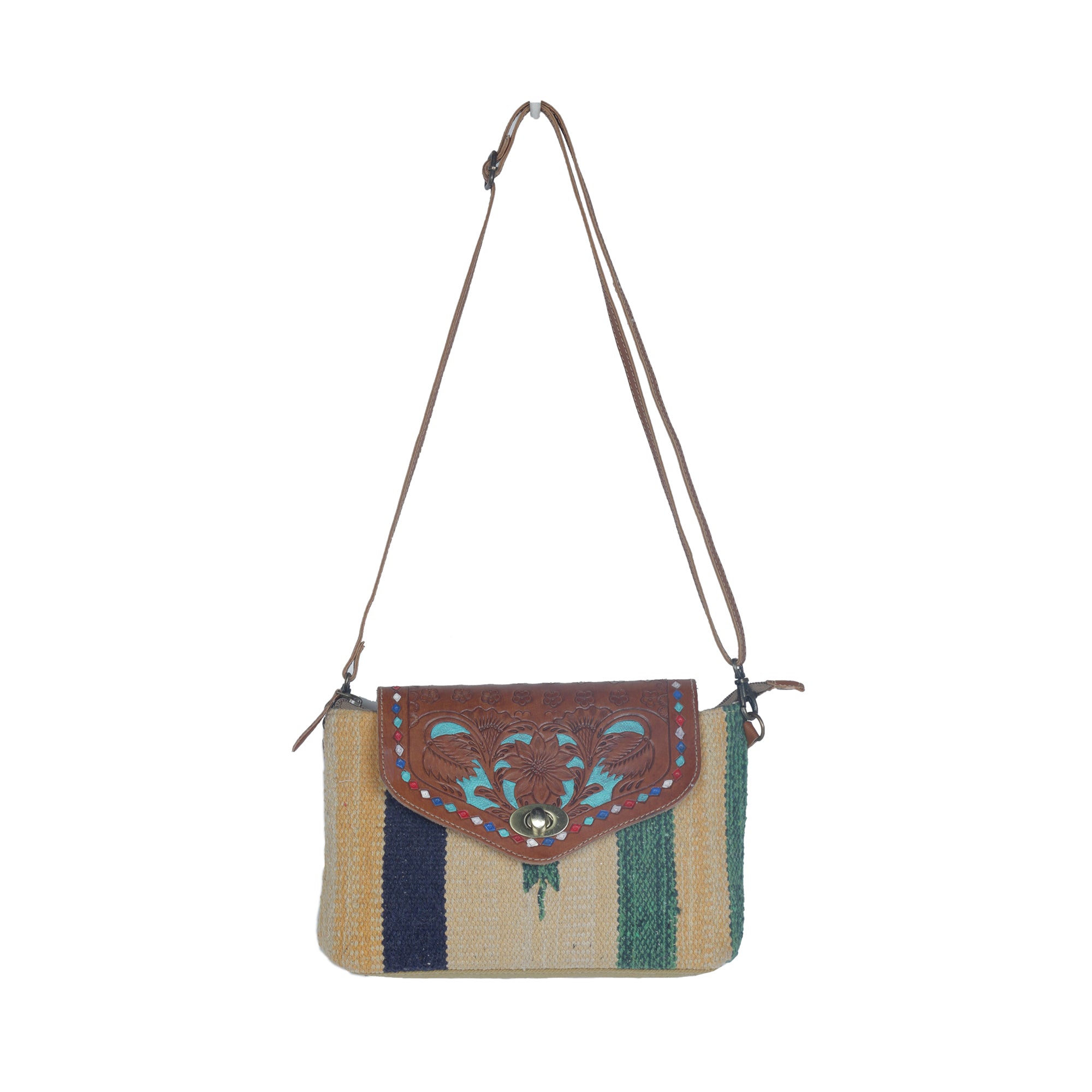Beamy Rays Hand-Tooled Bag. - Myra USA
