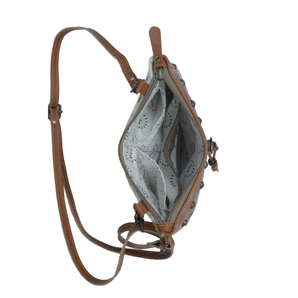 Ornate Brown Leather & Hairon Bag - MyraUSA