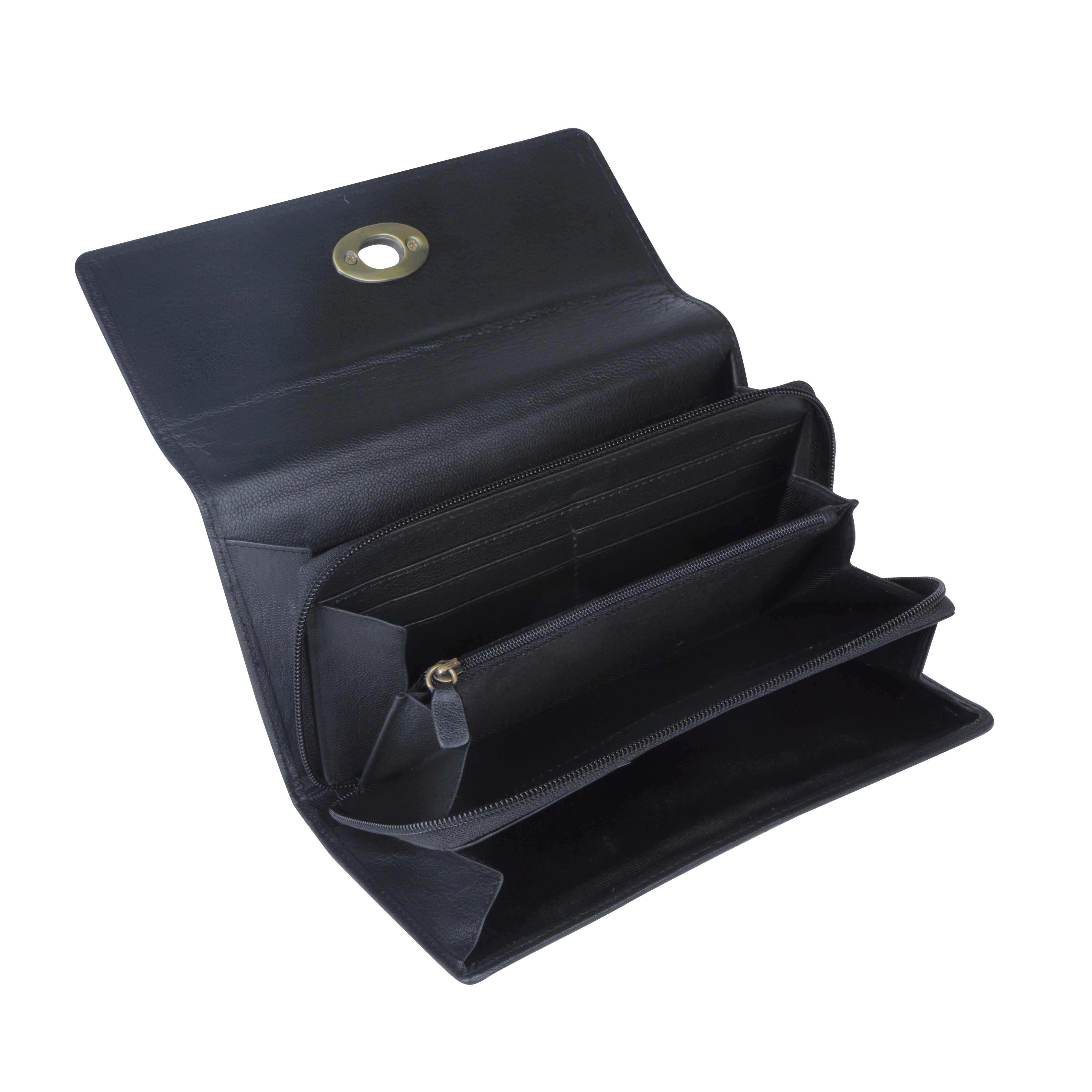 Plushy Black And White Clutch Wallet - MyraUSA