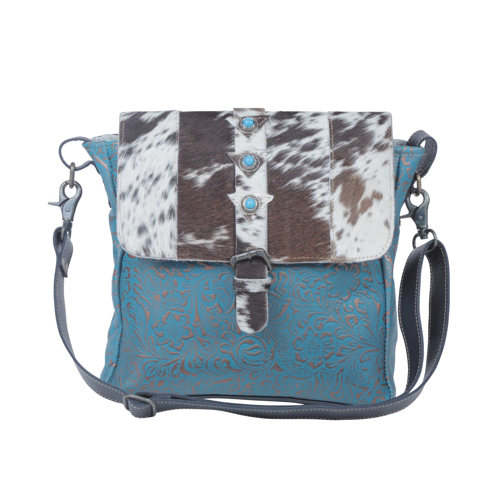 Blue Rose  Leather & Hairon Bag - MyraUSA