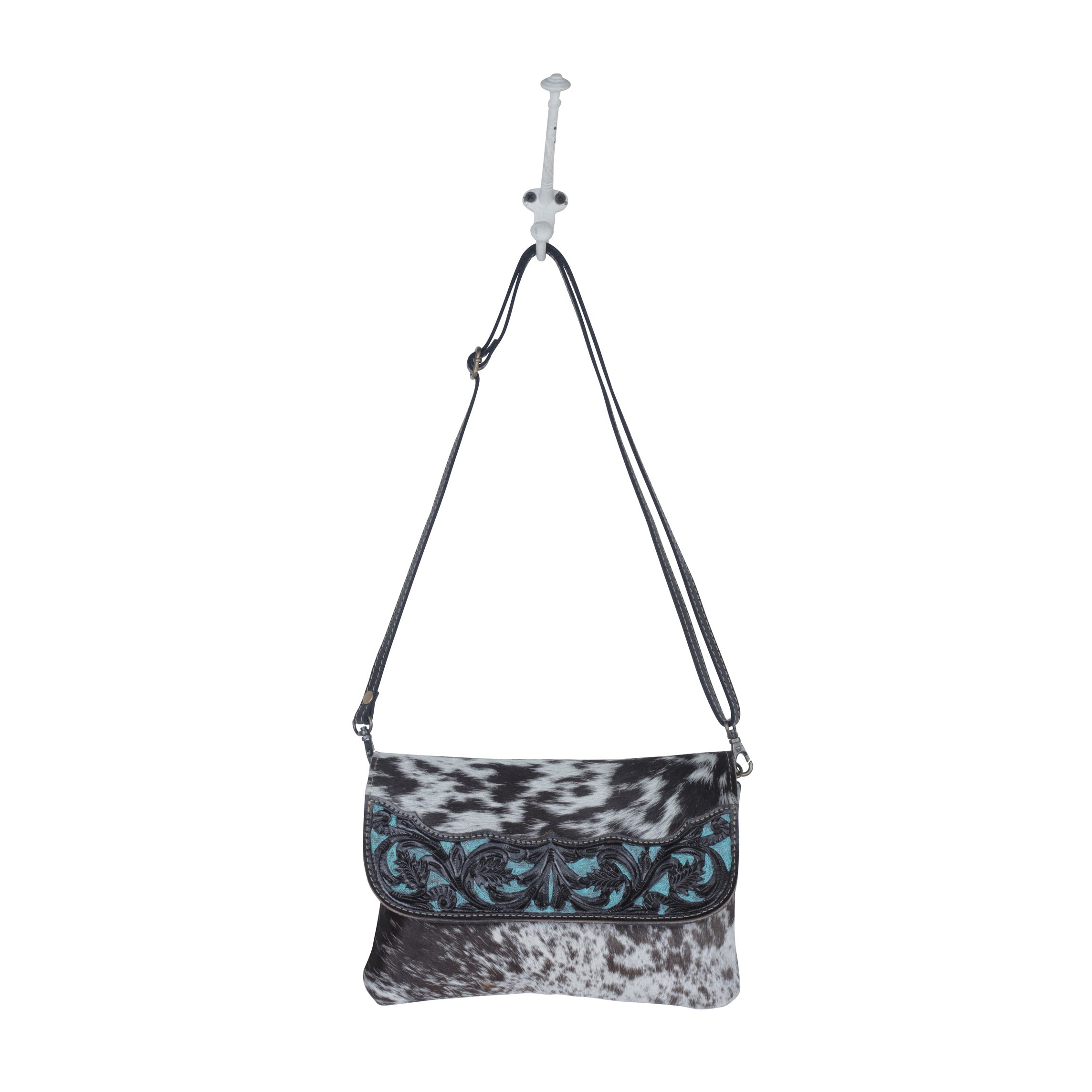 Blue Crescent Hand-Tooled Bag - MyraUSA