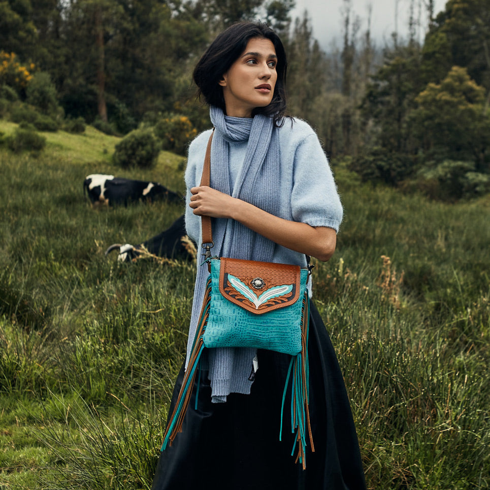 Blue Wings Hand-Tooled Bag - MyraUSA