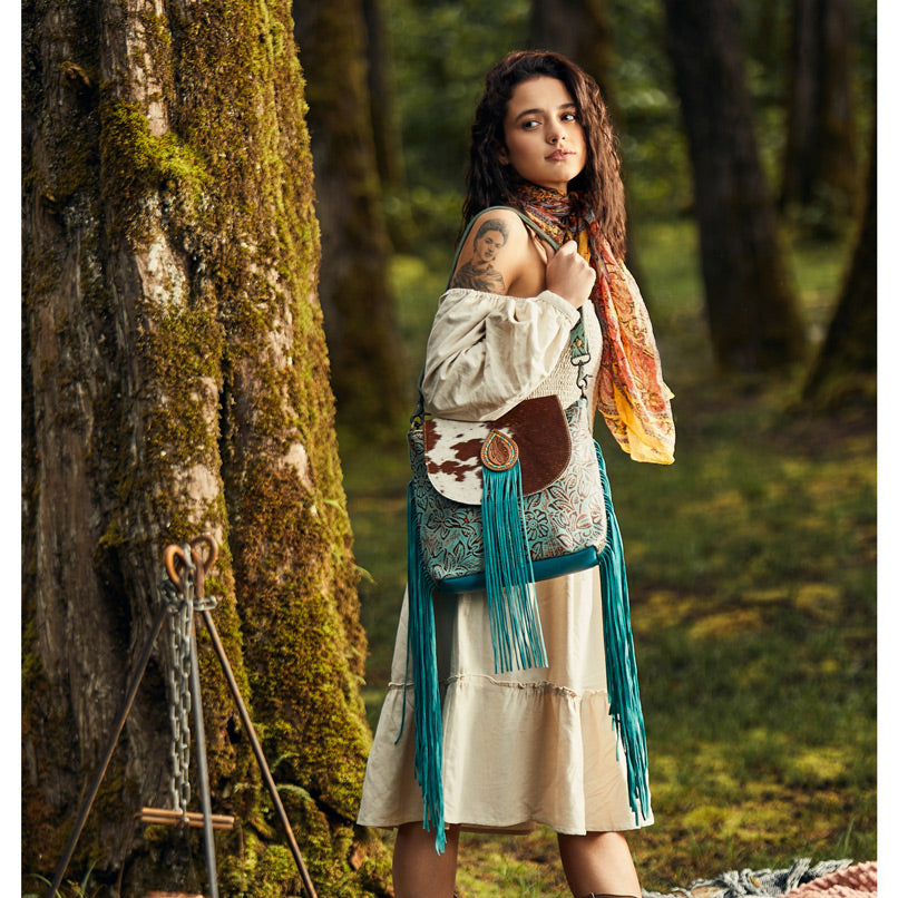 Cyan Accenture Leather & Hairon Bag - MyraUSA