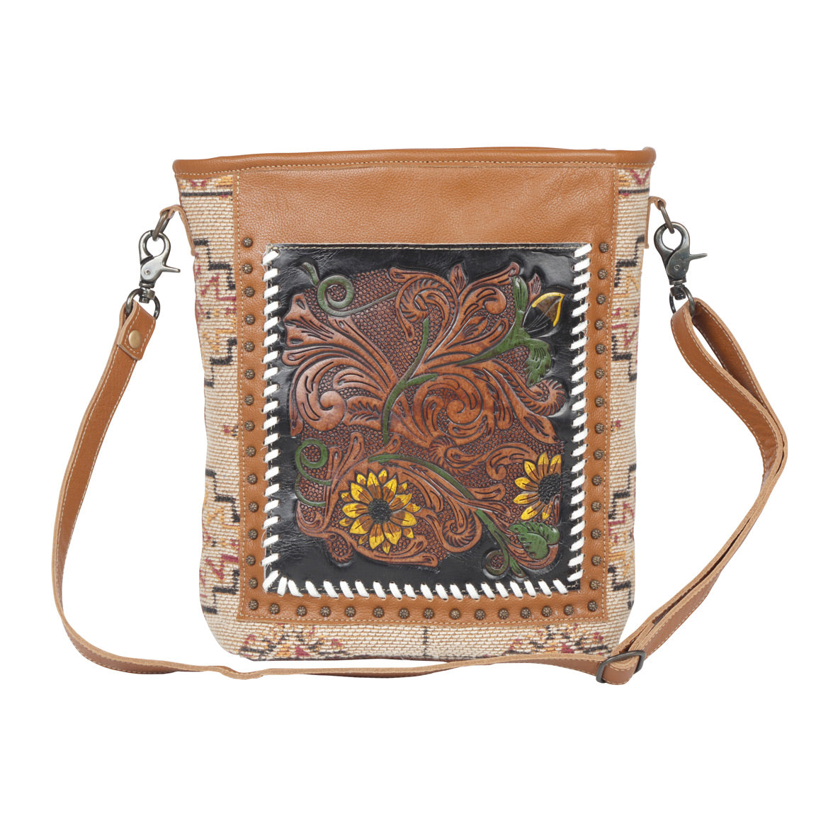 Floral Embers Hand-Tooled Bag - MyraUSA