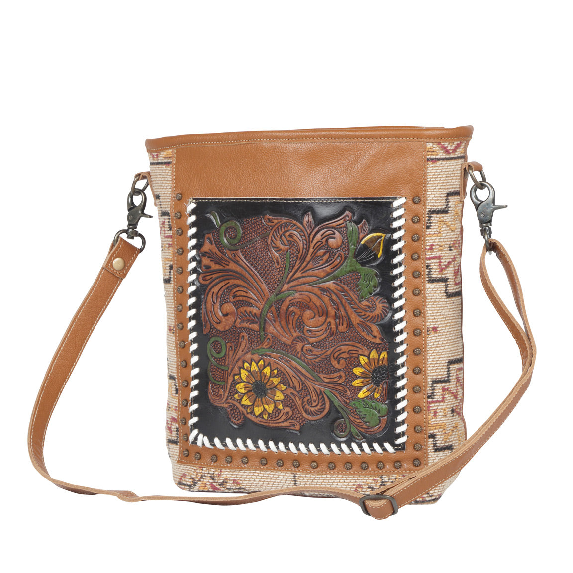 Floral Embers Hand-Tooled Bag - MyraUSA