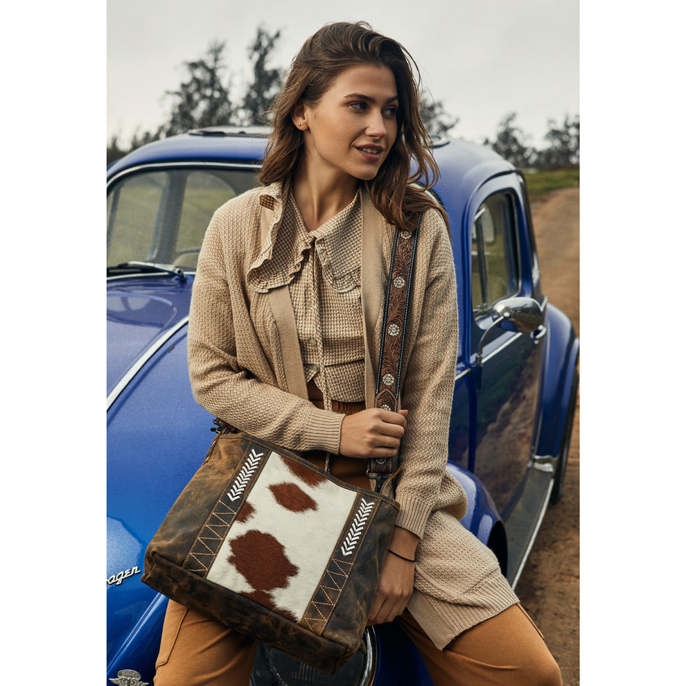 Cornell Rose Leather & Hairon bag - MyraUSA